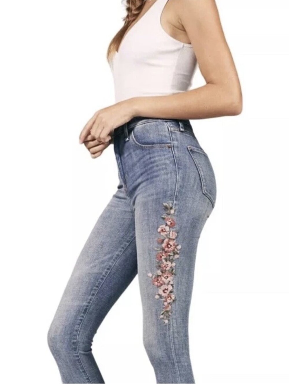 Abercrombie & Fitch Simone High Rise Ankle Jeans 29/8R Floral Embroidered Y2K